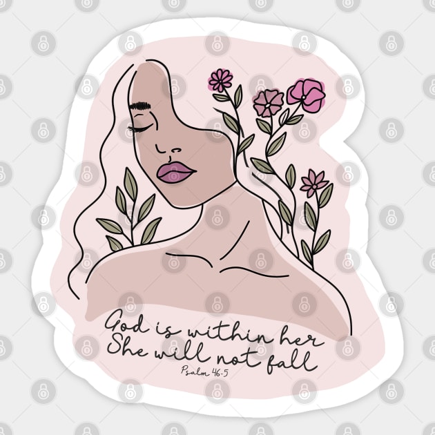 Chrsitian Quote God is Within Her She will not Fall Sticker by Mastilo Designs